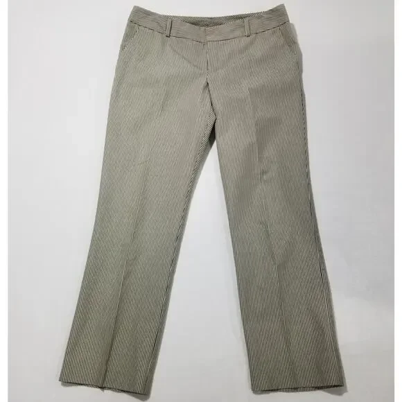 Norma Kamali Pants 8 Black Straw Stripe Crop Ankle Flat Front - Picture 2 of 12